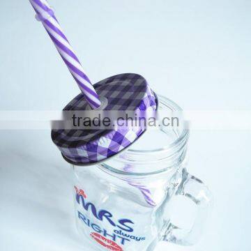 Printed Beverage Use Glass Mason Jar With Fruit Lid Straw photo-3