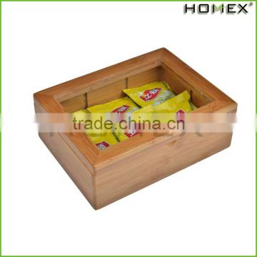 Design Tea Bag Single Serve Pouch Divided Box Holder Organizer, Clear Bamboo/Homex_Factory