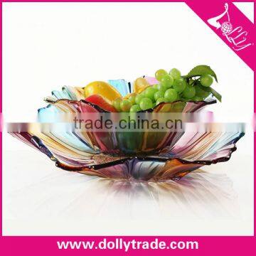 Decorative colored glassware fruit storage European style glass fruit platter