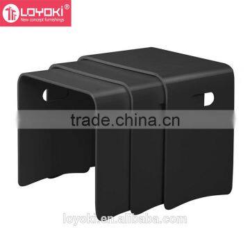 Set Of 3 Mondern MDF Wood Nesting Tables Nest of 3 Coffee Tables Living Room Side End Tables photo-5