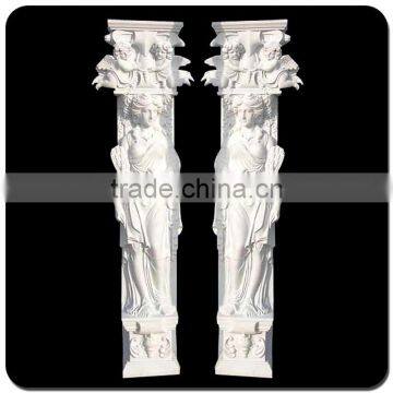 Mother and children statue pillars figurative building marble pillar