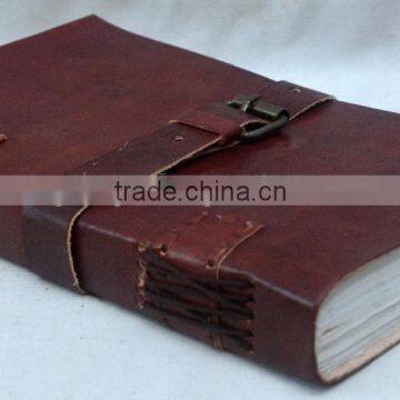 Handmade Vintage Plain Leather Notebook With Belt photo-3