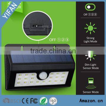 Garden Wall PIR Sensor Lamp, Outdoor Waterproof Solar Motion LED Light, Security Lights, Wall Light, Black, White photo-2