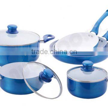 9pcs cookware in aluminum with white ceramic nonstick coating