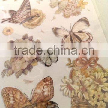 Butterfly & Rose Design Sticker in Light Green Color Way, Popular Antique Design Decorative Glitter Sticker photo-3