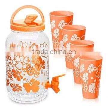 Outdoor Colorful Printing 1 Gallon Plastic Water Dispenser w/ Valve - 4 Extra Cups photo-6