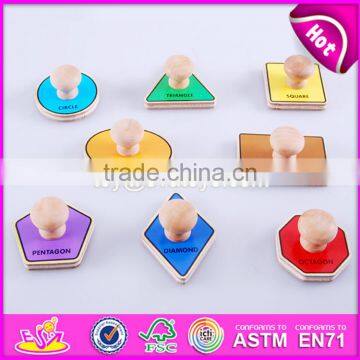 2017 New Design Preschool Kids Matching Geometry Wooden Jumbo Knob Puzzle W14M099