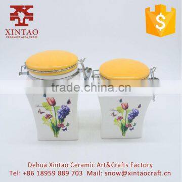 Regular Fancy Ceramic Round Shape Antique Cookie Jar Set for Kitchen photo-3