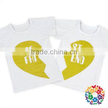 Summer & Autumn Short Sleeve T-Shirt 0-6 Years Old Girls Cotton Tops Best Friend Print White T-Shirts