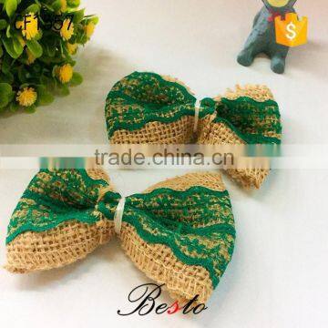 New popular wholesale baby girl bow lace burlap flower for hair