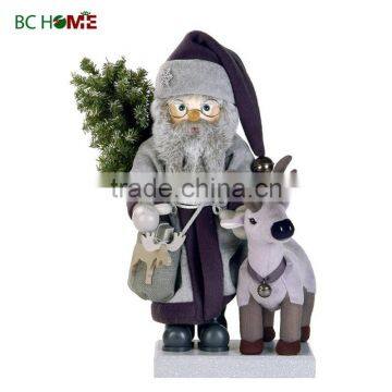 exquisitely crafted santa claus wooden Nutcracker with reindeer