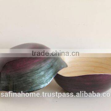 Flower Shape Colored Lacquer Bamboo Salad Bowl photo-2
