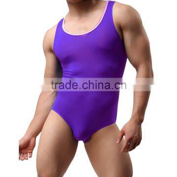 Mens Jumpsuit Leotard Nylon Spandex Soft Smooth Round Neck Sleeveless Work Out Swimsuit Gym Fitness Latex Bodysuits For Men