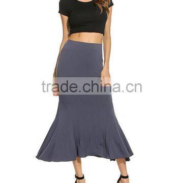 Womens Tight Skirt Stylish Stretchy Fishtail Mermaid Slim Fit Pleated Cotton Polyester Korean Style Long Skirt Fashion photo-2
