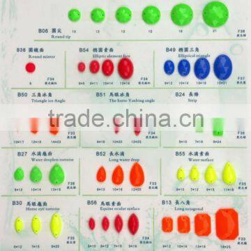 fluorescent Neon color resin fancy sew on stone for clothing -FOKSY