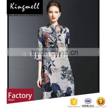 2016 new fashion100% floral printed silk crepe de chine fabric