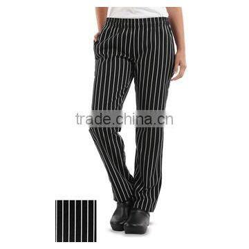 Women's black stripe chef pants