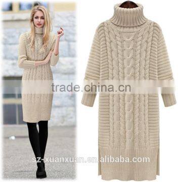 Fashion European and American winter high-end long pullover sweater dress for women