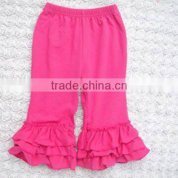 Boutique 100% Cotton Icing Pants Solid Triple Ruffle Leggings Girls Ruffle Pants photo-5