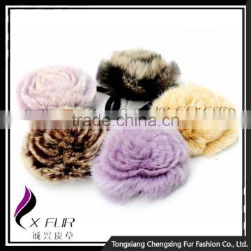 CX-E-09A Wholesale Real Rex Rabbit Fur Elastic Hair Accessory photo-5