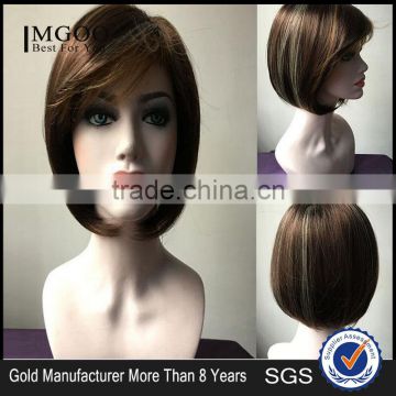 MGOO Short Bob Lace Front Wig Human Hair Party Wig Short Women Wig For Middle Age