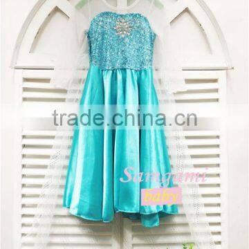 2015 new arrival child dress kids glitter sequin wedding dress child clothes girls long dresses