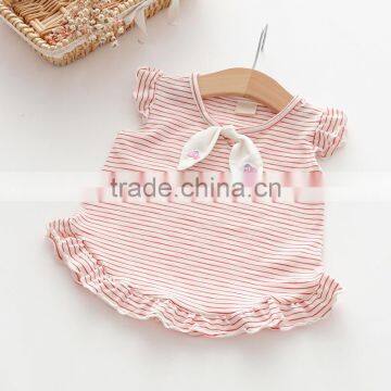 2017 New Design Shirts Casual Kids Children's Striped Wood Earrings Short Sleeve Bottles Shirt Little Girl Vest photo-2