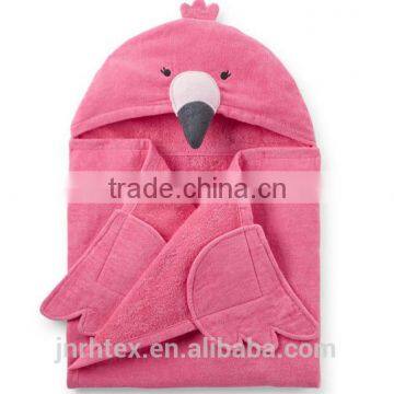 Eco-friendly embroidery designs ring spun cotton velour wholesale hooded baby towel for bathroom