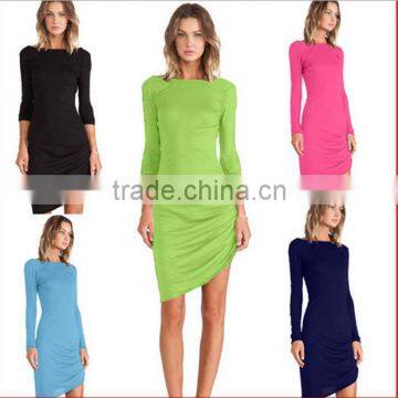 2015 Fashion Trends Winter Long sleeve Round Neck Bodycon dress Pencil Dress for womens