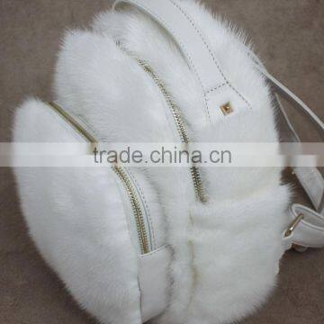Myfur Luxury Real Mink Fur Lady Backpack Handbag Leather Bag Wholesale photo-4