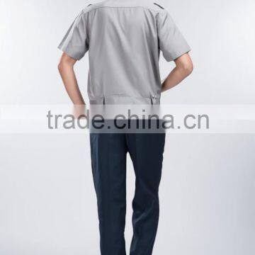 Professional OEM Uniform Factory Fashion Design Quality Short Sleeves Gray Men Security Uniform Shirts / Classic Security Shirt photo-3