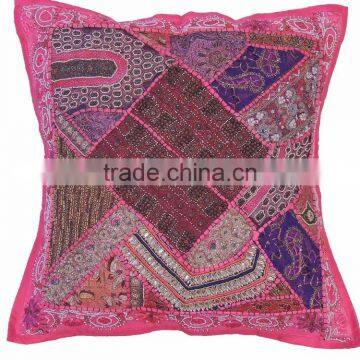 Pink Decorative Euro Pillow Sham - Wood Bead Work Floor Cushion Cover ~ 26 Inch photo-2