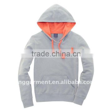 Ladies Body Fit Grey Pullover Hoody with String