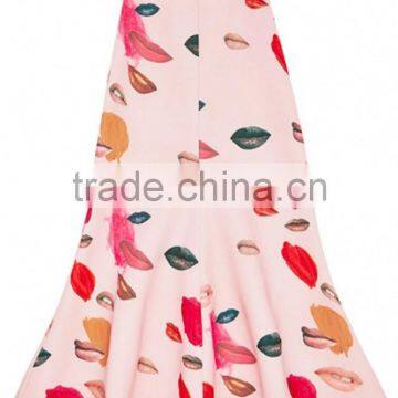 2015 New Fashion Sulty Lips Print Midi Long Women Skirt Wholesale photo-3
