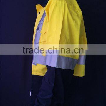 Hi Vis Yellow 3M Reflective Tape Safety Shirt With Contrast Color photo-3