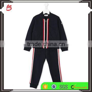 2017 wholesale fashion Custom sports suit Kids baby boy contrast pocket tracksuit children's clothing set