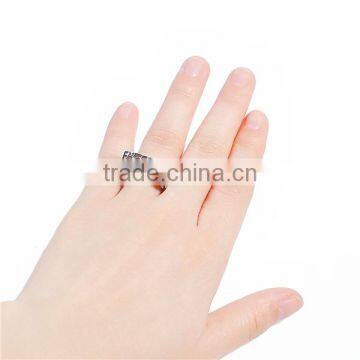 Hot Sale Silver Tone Hollow Square Rose Flower Copper Unadjustable Rings photo-3