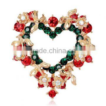 New Pins Heart-shaped Wreath Brooch Christmas Jewelry Accessories Brooches Lovely