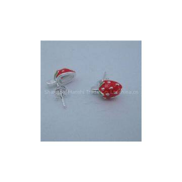 Red Small Strawberry Stud Earrings SSE045