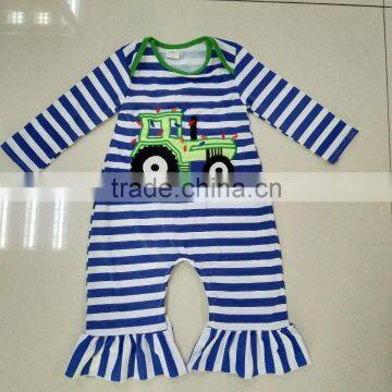 hot sale stripe truck embroidery children casual wholesale romper