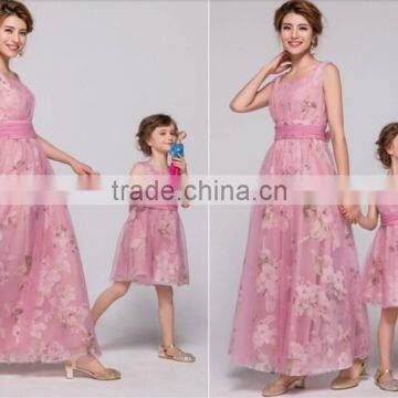 2015 New Design Floral Chiffon Mother and Daughter Clothing, Mother and Daughter Dress Design photo-3
