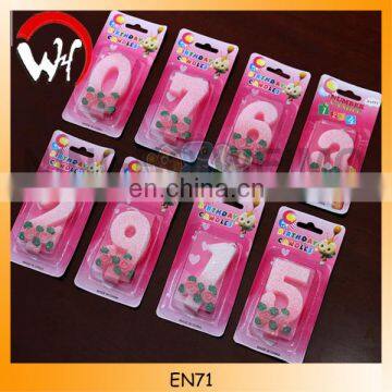 color birthday cake 0-9 pink number candles