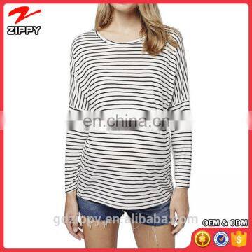 China Clothing Manufacture Wholesale Stripe Maternity Tops