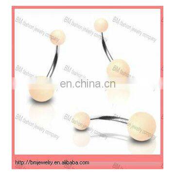 Acrylic flesh tone belly ring in acrylic balls stainless steel bars belly button body piercing jewelry ring