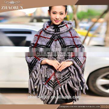 Factory Price Women Knitted Mink Fur Shawl Cape