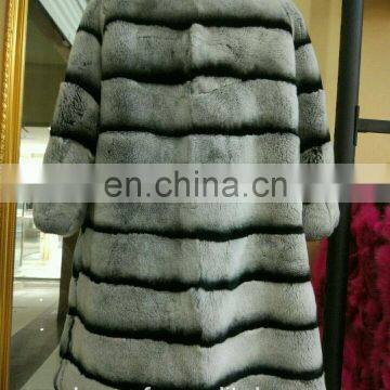 New Style Winter Warm Fashion Rex Rabbit Fur Coat Chinchilla Fur Parka photo-4