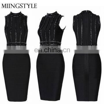 2017 woman bodycon cocktail formal guangzhou stud sexy bandage dress for ladies wholesale