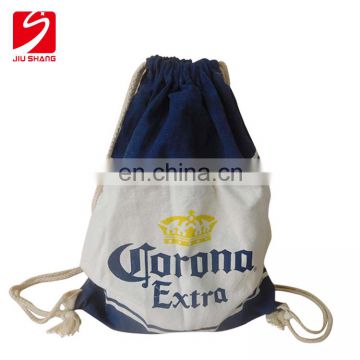 Reusable canvas cotton mini drawstring bag with custom logo