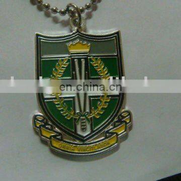 China factory custom make school metal tag, brass soft enamel school badge name tag, pendent