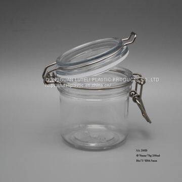 200ml Clear PET Plastic Cosmetic Packaging Pots Jars,200g Round Plastic PET Face Cream Cosmetic Bottle With Metal Clip Lid photo-4